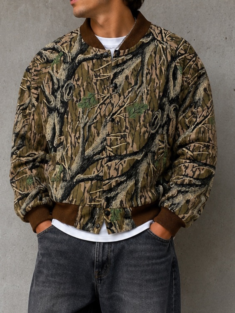 Vintage Mossy Oak Camo Bomber lightweight Jacket Men’s 100% Cotton Made in USA